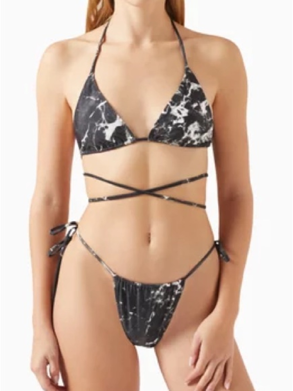 Norma Kamali Criss Cross Bikini Set Swimsuit